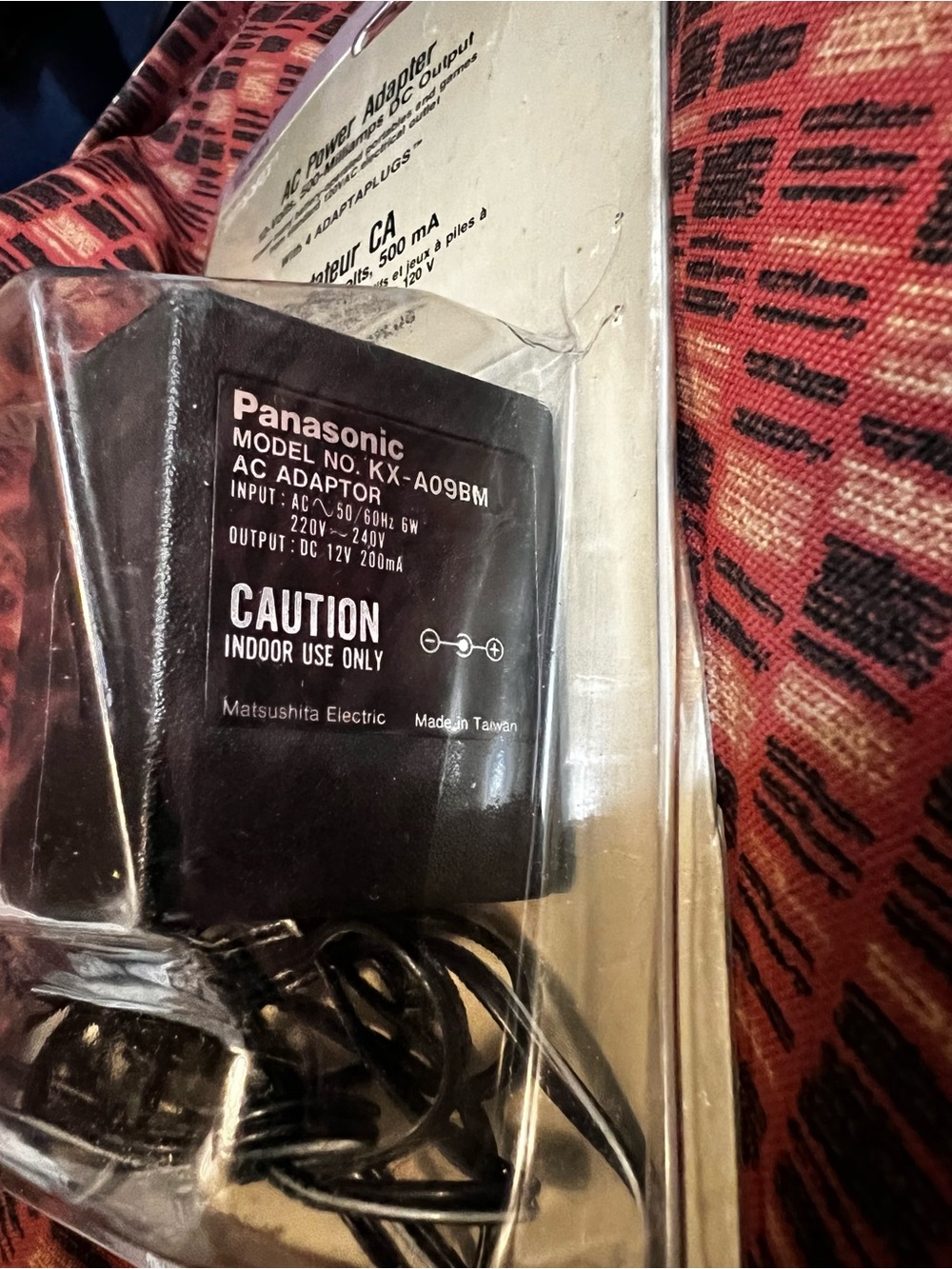 Panasonic Black AC Power Adapter with Attached Cord